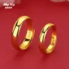 Anillo de Latón, Anillo Abierto Liso, Oro de Imitación, Color Duradero, Electrochapado, Estilo de Pareja, Ajustable, Anillo Transfronterizo, Par de Anillos