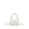 Bolso de Perlas Estilo Dulce de Moda de Este Año Bolso Cuadrado Pequeño para Mujer Nuevo de Primavera 2026 Bolso de Hombro con Lazo Bolso Cruzado