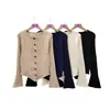 Estilo Suave Corte Ajustado Manga de Campana Tejido Grueso Prendas de Punto para Mujer Otoño e Invierno 2025 Nuevo Estilo Coreano Top Interior de Punto