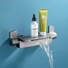 Grifo de cascada para bañera de cobre completo, salida lateral de cilindro a la pared, caliente y frío, baño, flujo grande, grifo de bañera empotrado en la pared