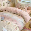 Juego de cama de tres piezas para dormitorio de estudiante universitario, estilo sábana bajera, 100% algodón puro, funda nórdica, sábana, ropa de cama, juego de seis piezas para colchón