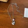Collar de Corazón de Piedra Natural para Mujer, Nuevo Modelo 2026, Cadena para Clavícula con Acabado de Alta Gama, Cadena Larga de Lujo Ligero para Suéter