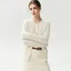 Cárdigan de punto Bai Cai Rong 100% cachemira nuevo cuello redondo trenzado 2026 otoño/invierno ajuste ceñido base de punto de un solo pecho