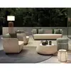 Sofá de Rattan para Exterior, Móveis Impermeáveis de Lazer para Pátio e Jardim, Conjunto de Sofá Individual Trançado com Corda ao Ar Livre para Hotel e Villa