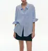 Camisa Sencilla Relajada de Lino de Siete Mangas para Mujer Primavera/Verano Nuevo Estilo Intelectual Top de Camisa Nuevo Cuello POLO