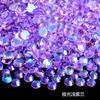 Arte de Uñas Morado en Forma de Abanico con Pedrería, Pedrería de Cristal de Fondo Plano, Pedrería Redonda para DIY, Arte de Uñas de Cristal Colorido Aurora Neón Luminoso