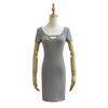 Vestido de verano 2024 con cuello en U, manga corta, sexy, ajustado, para mujer