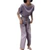 9502 Da Ai Mei Yi Yuan Verão 2026 Novo Estilo Europeu Slim Fit Top Cintura Alta Amarração Calça Wide Leg para Mulheres