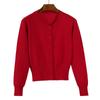 Algodón Mercerizado Listo para Usar Manga Larga Prendas Exteriores Cortas para Mujer Punto de Otoño Prendas de Punto Cárdigan Prenda Exterior Cuello Redondo Top de Principios de Otoño