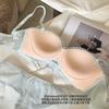 [Peito Puro] Roupa Íntima Pequena para Peito Juntado Conjunto Feminino Sutiã de Renda Sexy Francês Sem Aros