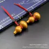 Colgante de Calabaza de Madera de Durazno Natural para Mujer, Colgante de Cadena para Teléfono Móvil de Cinabrio, Colgante de Seguridad para Llavero de Coche para Hombre