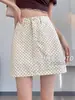 Falda de Lunares Blancos para Mujer, Nueva Falda de Cintura Alta Línea A Verano 2025, Falda Corta Bodycon Elegante de Alta Gama para Mujer Petite