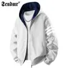 Nova coleção outono e inverno: moletom com capuz masculino moderno e versátil com três listras, uma peça de outer wear estilo cardigã de corte solto para outono e inverno