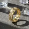 Anillo de Plata con Estampado de Leopardo Totalmente Incrustado con Moissanita, Lujo Ligero, Diseño de Nicho, Versión Ancha con Diseño Hueco, Anillo de Mujer de Venta Caliente Transfronteriza para el Día a Día, Venta al por Mayor