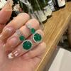 Brincos de Crisoprásio Ensolarado Banhados a Prata São Comparáveis a Esmeralda Rosa Cabochão de Alto Padrão e Elegantes Brincos Versáteis Cravejados de Diamantes