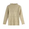 Pudding Haru Blusa de Base Feminina Quente e Fashion 2024 Outono Novo Suéter Infantil de Renda com Gola Meia Tartaruga