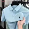 Camisa polo de manga corta para hombre, camiseta lisa de color sólido bordada de moda, informal de negocios, top versátil casual para hombre