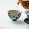 Xícara de Chá Cerâmica Lótus de Tinta Pintada à Mão Yanyan para Casa Estilo Zen Xícara de Anfitrião Xícara Pura Feita à Mão para Degustação de Chá Conjunto de Chá Kung Fu Cor Sob Esmalte