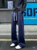 Calça de moletom masculina com corte enviesado estilo americano, novo modelo outono 2026, plus size, perna reta, emagrecedora, casual, esportiva