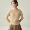 Nuevo suéter de cachemira de cuello alto para otoño e invierno para mujer, camiseta básica de punto ajustada, suéter de cachemira de manga larga