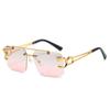 Gafas de Sol de Doble Haz Ranuradas Explosión Transfronteriza Gafas de Sol Cuadradas Sin Marco Europeas y Americanas Tendencia Versátiles Personalizadas Gafas para la Calle