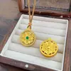 Nuevo Collar con Colgante de Brújula con Lema de Seis Caracteres y Filigrana de Diamante en Forma de Flor de Loto con Puntos Verdes Colgante Giratorio Regalo para Pareja
