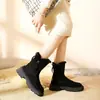 Zapatos de Algodón Mujer 2024 Nuevo Invierno Piel de Una Pieza Botas de Nieve Mujer Más Terciopelo Casual Botines Martin Botines Zapatos de Algodón Grandes Mujer