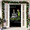 Cubierta de Puerta Decoración de Dibujos Animados del Grinch Cubierta de Puerta Navideña Monstruo Verde Grinch Tela Colgante Tapiz Fondo de Cubierta de Puerta