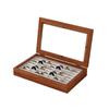 Joyero de franela de madera maciza, caja de almacenamiento para anillos, collares, pendientes, expositor de escritorio vintage