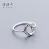Anillo de plata S925 para mujer, estilo japonés, sencillo, con diamante, estrella y luna, abierto, moderno, sencillo, J5136