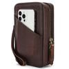 Anjo Negro Adequado para Cabo de Dados Apple Fone de Ouvido Bluetooth Caixa de Armazenamento Bolsa Clutch Fashion de Couro Crazy Horse para Celular e Documentos