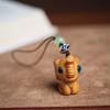 Sándalo verde pequeño elefante auspicioso diy llavero creativo colgante tallado en madera de sándalo rojo colgante cadena para colgar bolsa de teléfono móvil regalo