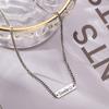 Colar de Prata Tailandês Feminino Coreano Portão Leste Prata s925 Quadrado Sorridente Marca Longo Camada Dupla Empilhado Corrente da Clavícula Moda Personalidade
