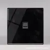Painel de interruptor de vidro temperado preto com botão de alavanca de personalidade e luz LED, conjunto de tomada de parede embutida tipo 86