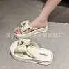 Novedad de Verano Ropa de Abrigo Pantuflas con Lazo Sandalias con Plataforma para Mujer Versátiles Cómodas de Moda Sandalias Estilo Hada de Playa Coreano