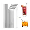 Pajilla de acero inoxidable 304, tubo recto para vaso de coche de 40 oz, pajilla metálica mezcladora portátil, pajilla de punta flexible para café/té.
