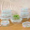 Fiambrera de Vidrio de Borosilicato Alto con Rayas Verticales y Tapa, Segura para Microondas, Adecuada para el Trabajo, Fiambrera, Recipiente de Conservación
