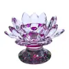 Portavelas de Loto de Cristal de Colores, Artículos de Ofrenda para el Buda, Altar Doméstico, Portavelas Estilo Chino, Adorno de Portavelas de Loto de Cristal