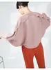 Mesmo estilo do top plissado Miyake feminino design de nicho manga morcego solto plus size suéter de tricô feminino