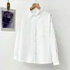 [Especial] Nueva colección de otoño para mujer talla grande: camisa jacquard lisa de manga larga, versátil para el trabajo y el uso diario, estilo 1038