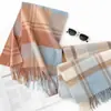 Bufanda de Lana Personalizada de Año Nuevo con Tacto de Alta Gama, Unisex, Engrosada, Nuevo Estilo Otoño e Invierno, Patchwork a Cuadros, Bufanda Cálida para el Cuello