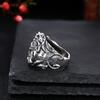 Anillo de cruz de plata de ley 925 al por mayor para hombre boca abierta ancha plata tailandesa retro joyería de personalidad rockera europea y americana