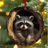 Decoraciones Navideñas de Mapache Castaño Transfronterizas Adornos para Árbol de Navidad Adornos Pequeños Acrílicos Impresos Planos 2D