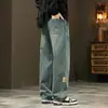 Pantalones vaqueros casuales nuevos de primavera y otoño para hombre, pierna recta holgada, estilo urbano retro moderno, versátiles, de pierna ancha para hombre