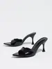 Zapatos de Tacón Alto para Mujer para Primavera y Verano, Punta Fina, Tacón Delgado, Mules de Una Correa, Modernos, Versátiles, Elegantes Sandalias de Tacón Alto