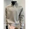 Sudadera con media cremallera y cuello alto, patchwork, top corto fruncido a la cintura, chaqueta pullover de peso pesado para hombre, nueva llegada de otoño