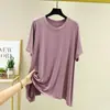 Novo pijama feminino de verão plus size para usar como roupa externa, camiseta casual de manga curta plus size em modal, peça básica versátil para mulheres