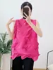 Colete Plissado com um Toque Estiloso e Casual, Sem Mangas, Caimento Solto, Roupa de Baixo para Mulheres, Design Color-Blocking, Camiseta Emagrecedora com um Visual Elegante