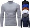 Comercio exterior transfronterizo otoño e invierno nuevo camiseta de manga larga para hombre diseño de cuello alto pequeño de color liso camiseta básica para hombre estilo coreano de color liso