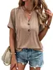 Ropa de Mujer de Comercio Exterior Primavera/Verano 2026 Amazon Wish Productos Nuevos Transfronterizos Blusa de Manga Corta de Color Sólido con Botón Retorcido para Mujer